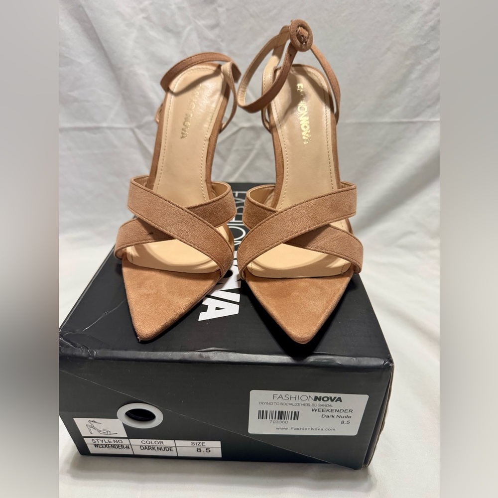 Fashion Nova Dark Nude Strappy Heels